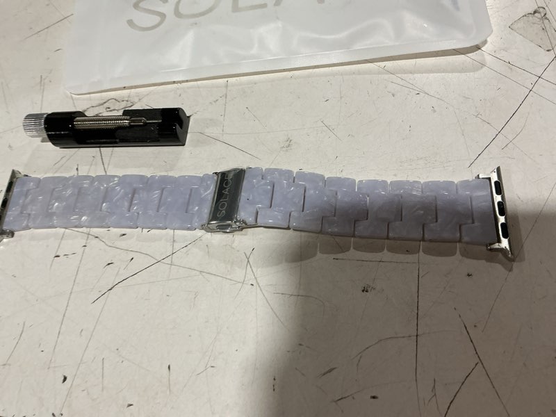 Condition photo showing As Is for solace bands lightweight perma watch band - universal fit for apple watch bands for women & men, iwatch bands for 38mm 40mm 41mm 42mm 44mm 45mm 49mm ultra, se, series 11 10 9 8 7 6 5-1 (matte solid) silver hardware 38/40/41/42/44/45mm
