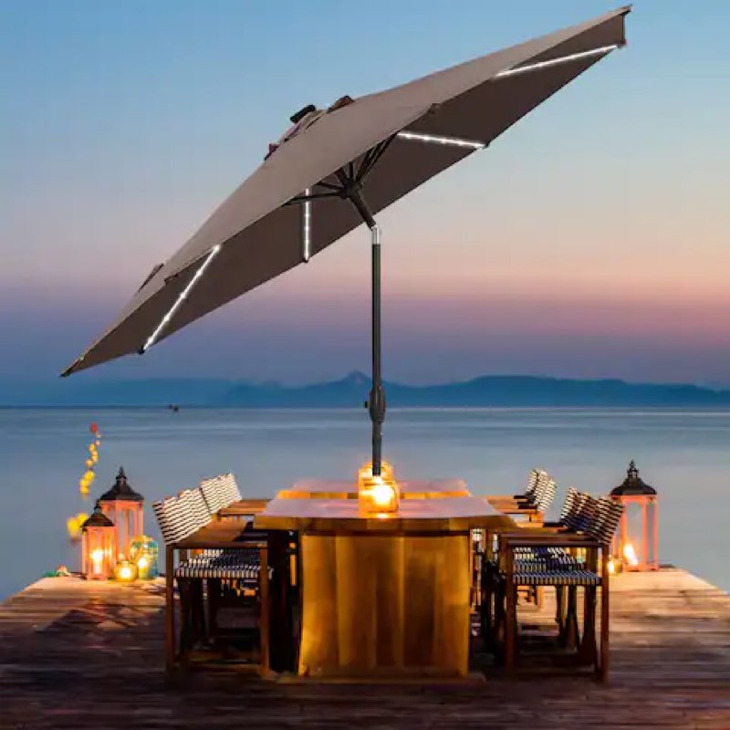Autlaycil 10FT Solar Power LED Lights Patio Umbrella