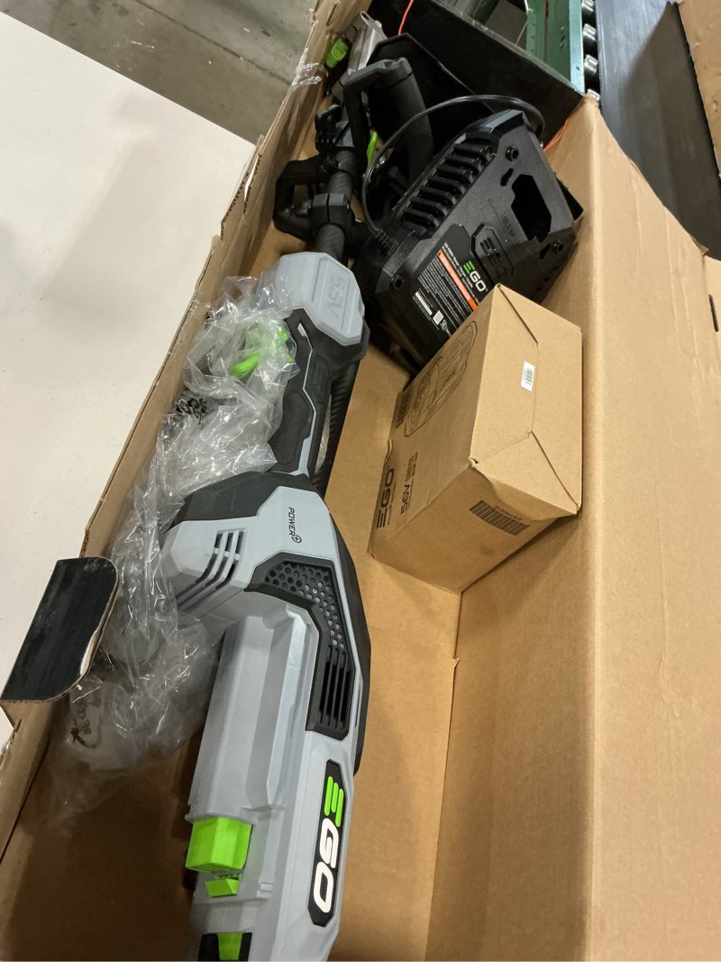 Condition photo showing As Is for ego power+ multi-head system with line iq, powerload 56-volt 17-in straight shaft attachment capable battery string trimmer 5 ah (battery included) (charger included)