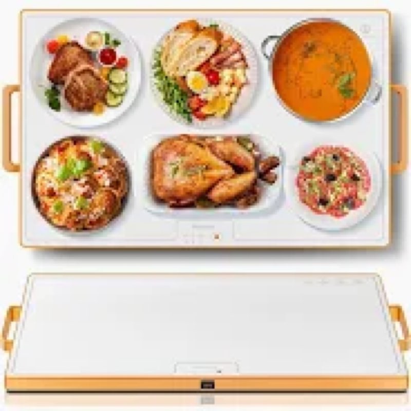 food warming mat (xl 24"x16"), food warmers for parties buffet and daily use, full surface warm even