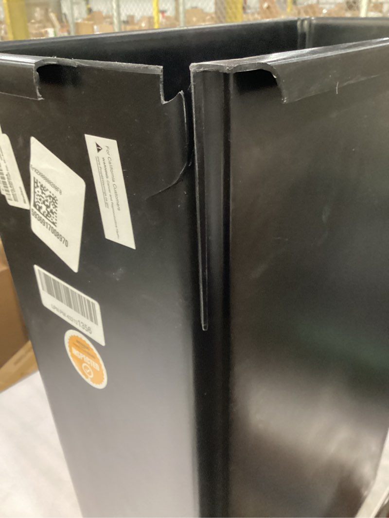 Condition photo showing As Is for Winco Slender Trash Can, 23-Gallon, Black Can Black*small damage to the top shown in stock photos *