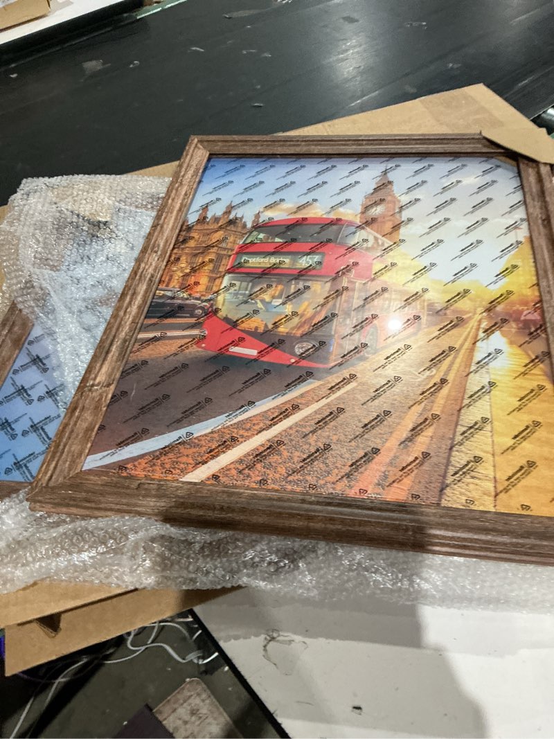 Condition photo showing As Is for picture frames poster frames set of 2, wall hanging poster frame vintage brown