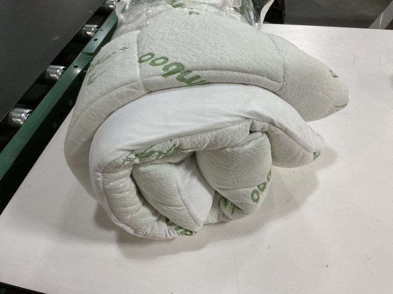 Condition photo showing As Is for Ultra Soft Twin XL Size Mattress Topper - Viscose Made from Bamboo Pillow Top Mattress Pad for Back Pain Relief - Naturally Cooling for Hot Sleepers, Green Green Twin XL