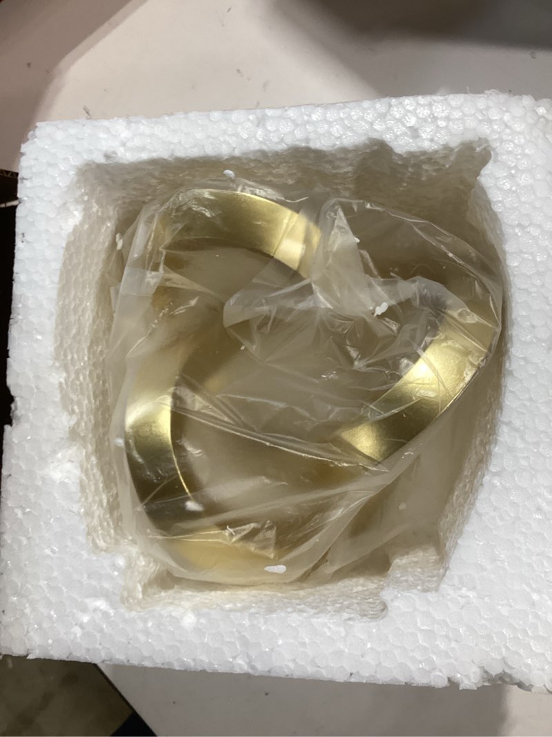 Condition photo showing Good Condition for dovdov gold knot decorative sculpture, gold room decor aesthetics, mobius ring statue for shelves living room tv cabinet office cabinet above coffee table decor accents. b-gold