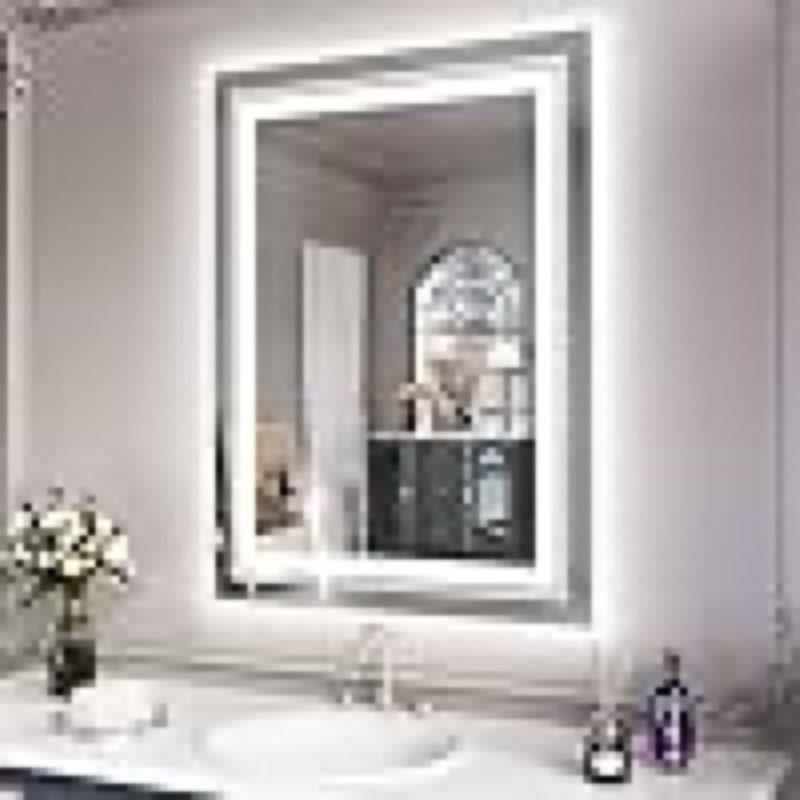 snowdool 20x28 led bathroom mirror with lights, front and backlit, anti-fog lighted vanity mirror, stepless dimmable, 3 colors led mirror, memory function, tempered glass (horizontal/vertical)