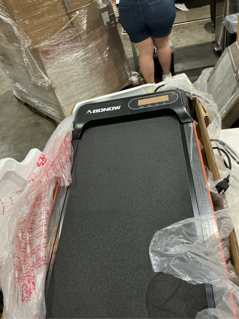 Condition photo showing As Is for abonow walking pad, under desk incline treadmill for home office, 2.5 hp, portable treadmill with 265 lb weight capacity, walking machine