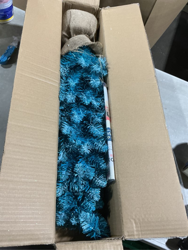 Condition photo showing Good Condition for 3 ft pre-lit fashion teal tree, 97 tips, 50 ul clear incandescent lights, burlap base 3' fashion pink 50 clear lights 97 tips