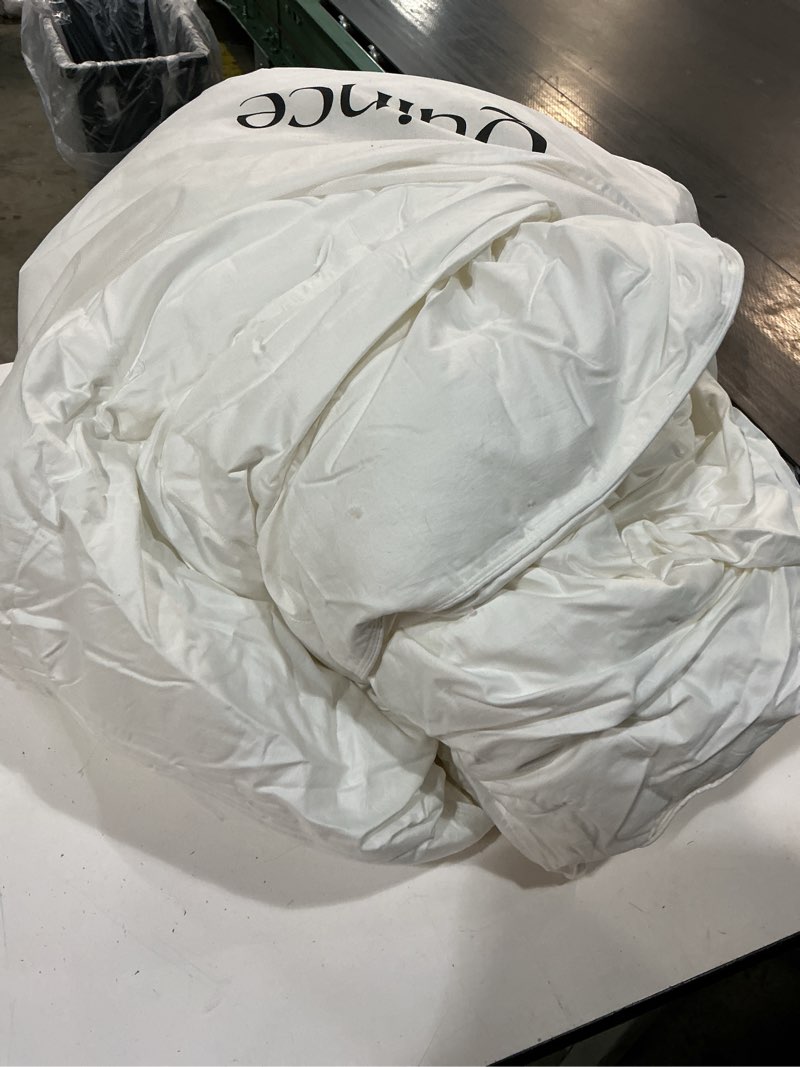 Condition photo showing As Is for quince premium down alternative comforter, king/cal king, white