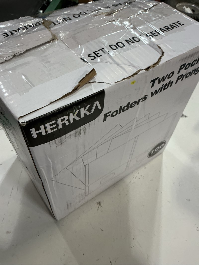 Condition photo showing New/Like New for two pocket folder, herkka 100 pack 2 pocket folders with prongs, business card slots letter size paper folders designed for office and classroom use, assorted 5 colors
