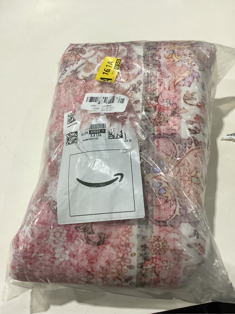 Condition photo showing New/Like New for Pink Rug 3'x5',Washable Area Rugs for Bedroom Living Room Kitchen Entryway Bedside,Small Boho Vintage Bohemian Distressed Oriental Non Slip Carpet,Blush Floral Flowers 3'x5' Pink
