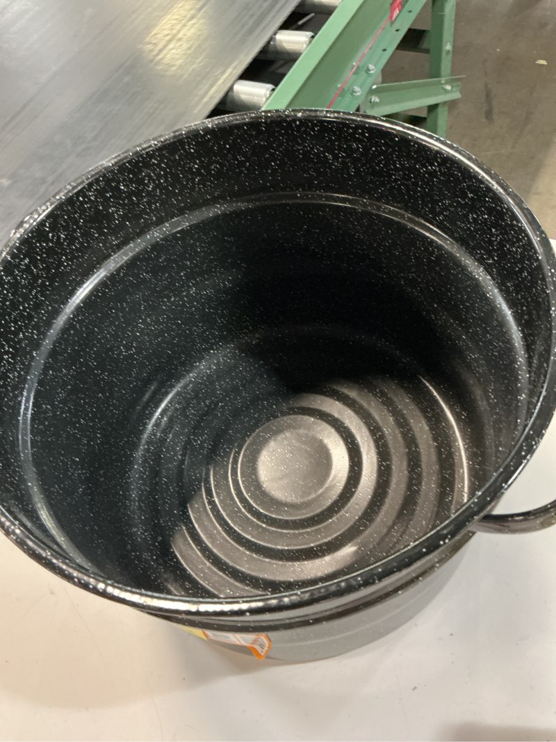 Condition photo showing As Is for granite ware canner without lid & jar rack 21.5 qt