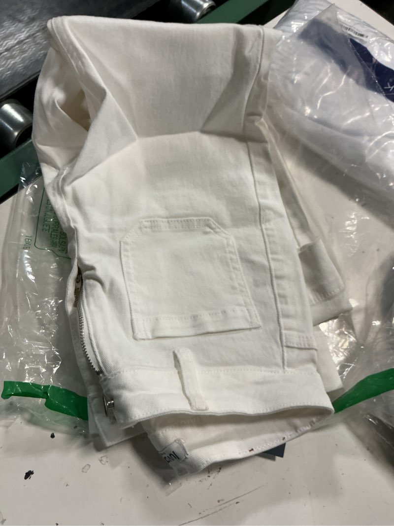 Condition photo showing Good Condition for (size:xs)luvamia wide leg jeans for women trendy high waisted flare jeans cropped denim pants stretchy baggy with patch pockets x-small cream white