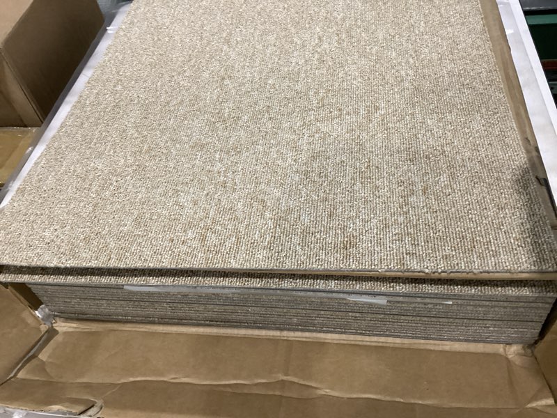 Condition photo showing New/Like New for 24 Tiles/64 sq Ft-Carpet Squares, Carpet Tiles, 0.24" Pile Height, Commercial Carpet Tiles, Non Adhesive Padded, Non-Slip, Easy DIY Installation Camel