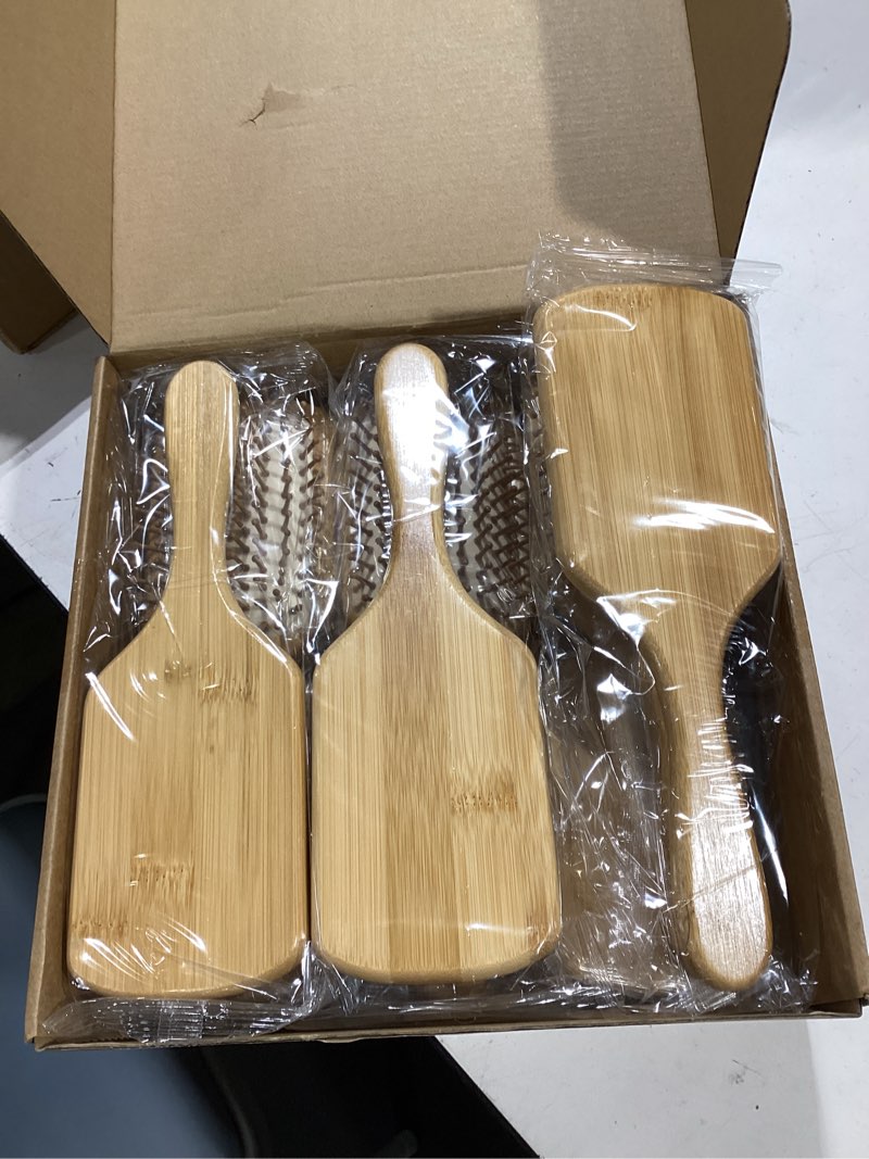 Condition photo showing Good Condition for tessco for you 12 pcs bamboo hair brushes bulk blank wooden paddle brush natural scalp massage anti static hairbrush engraving diy gifts for women, wedding, party(9.65'' x 3.35'',white) 9.65'' x 3.35'' white