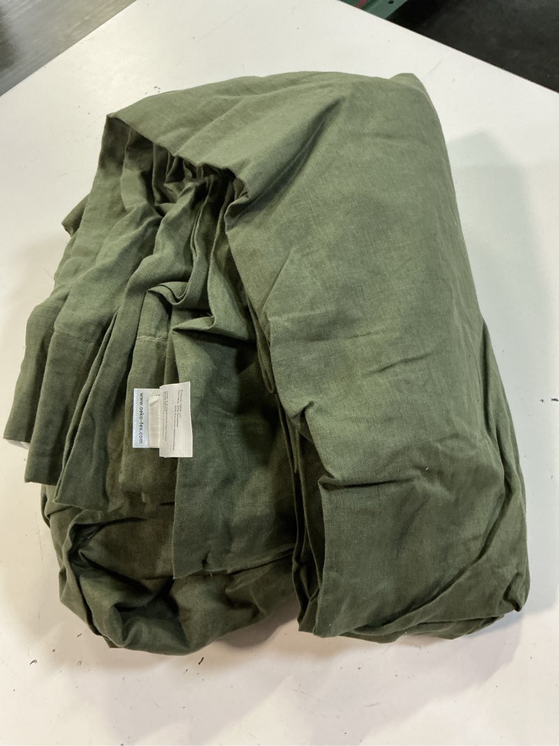 Condition photo showing Good Condition for european linen true blackout curtain, 96x120, hunter green