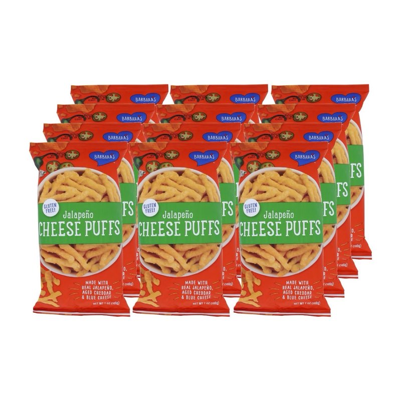 Barbara's Baked Jalapeno Cheese Puffs Gluten Free - Case of 12/7 oz