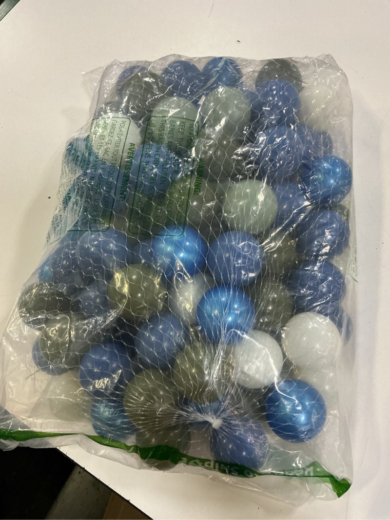 Condition photo showing Good Condition for clear ball pit balls - crush proof plastic toy balls for boys and girls 100 pack pearl deep blue+pearl deep green+grey blue+dark grey blue+milk white