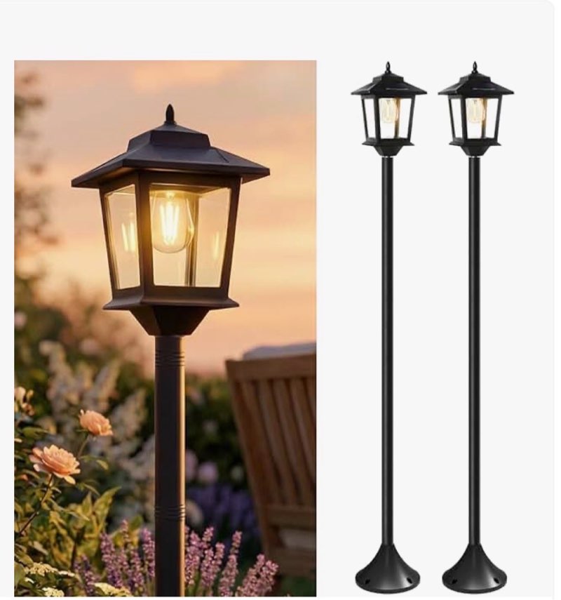 pasamic outdoor solar post lights, 2-pack 63" dusk to dawn solar lamp posts, waterproof floor lamps,