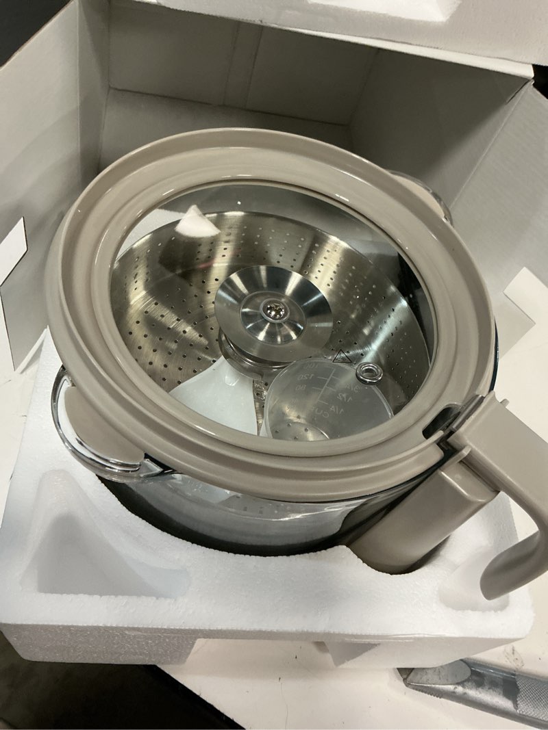 Condition photo showing Good Condition for cook with color 3l glass mini low carb rice cooker – holds 2 cups raw/makes 6 cups cooked with auto lift filter basket, hotpot & steamer for rice, grains, digital panel with keep warm, greige