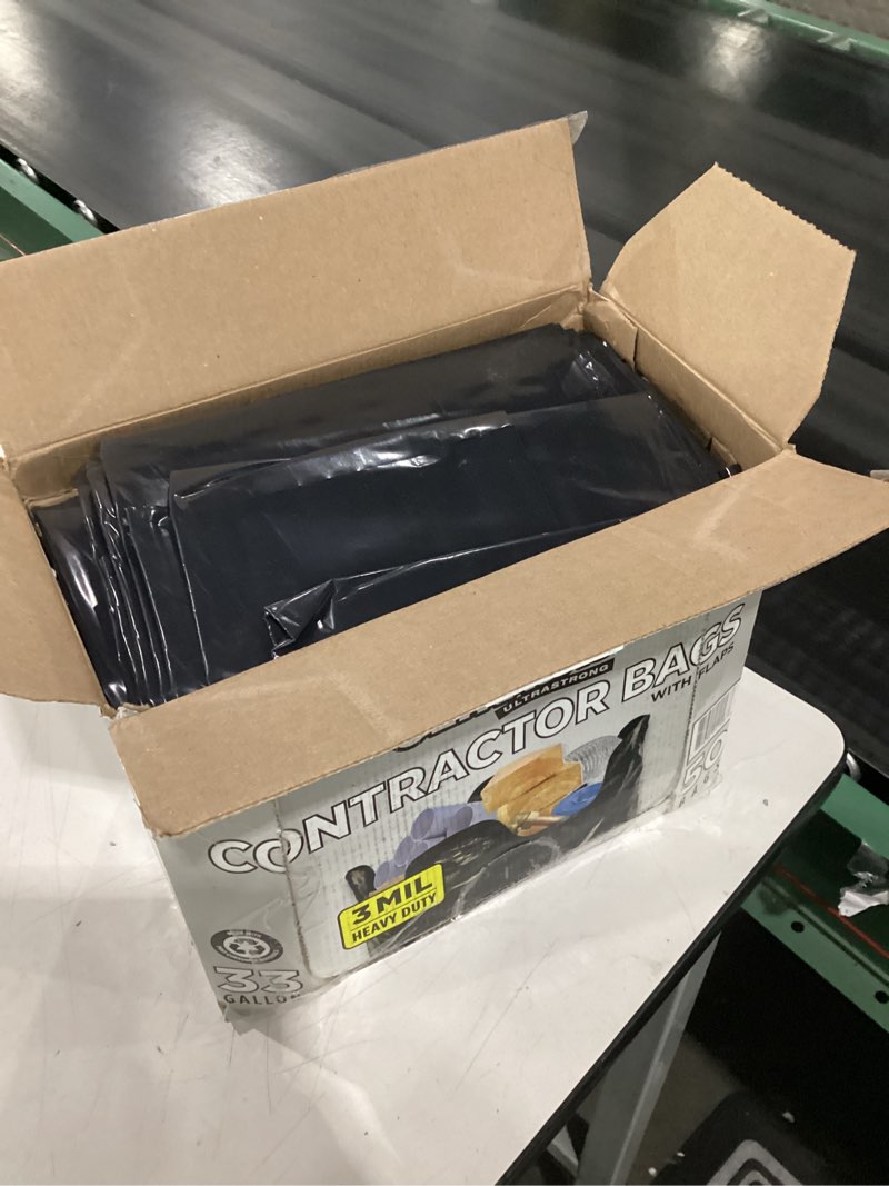 Condition photo showing Good Condition for Ultrasac Contractor Trash Bags - (50 Pack/w Ties) - Heavy Duty 3 MIL Thick, 39" x 32", Shorter 33 Gallon Black Version - for Industrial, Commercial, Professional, Construction, Lawn, Leaf, and More 1 Count (Pack of 50)
