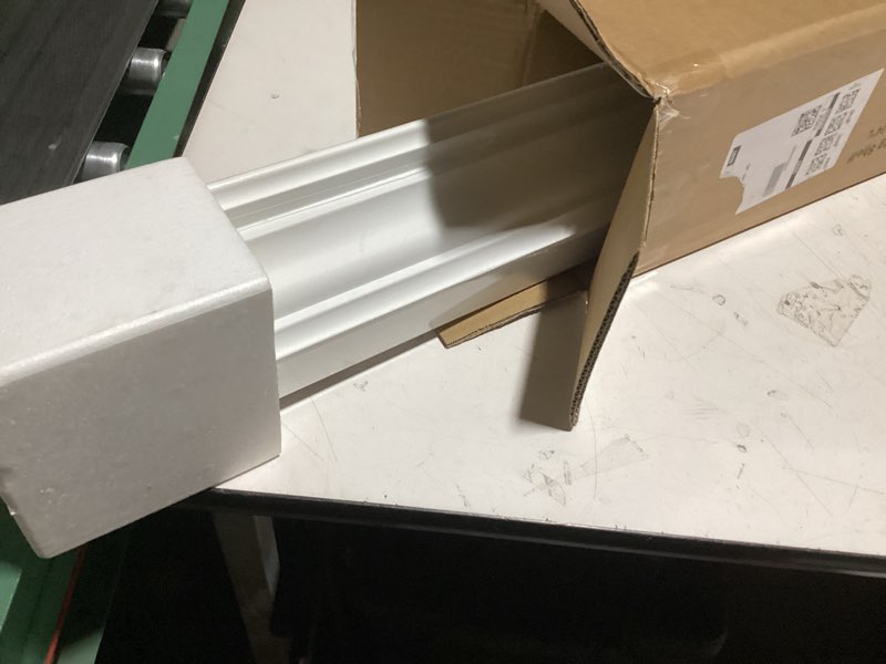 Condition photo showing Good Condition for WELLAND White Wood 24 inch Floating Shelves Wall Mounted,Corona Crown Molding Floating Wall Photo Ledge Shelves Fireplace Mantel Shelf,Solid Pine Wood Finished 24-Inch White