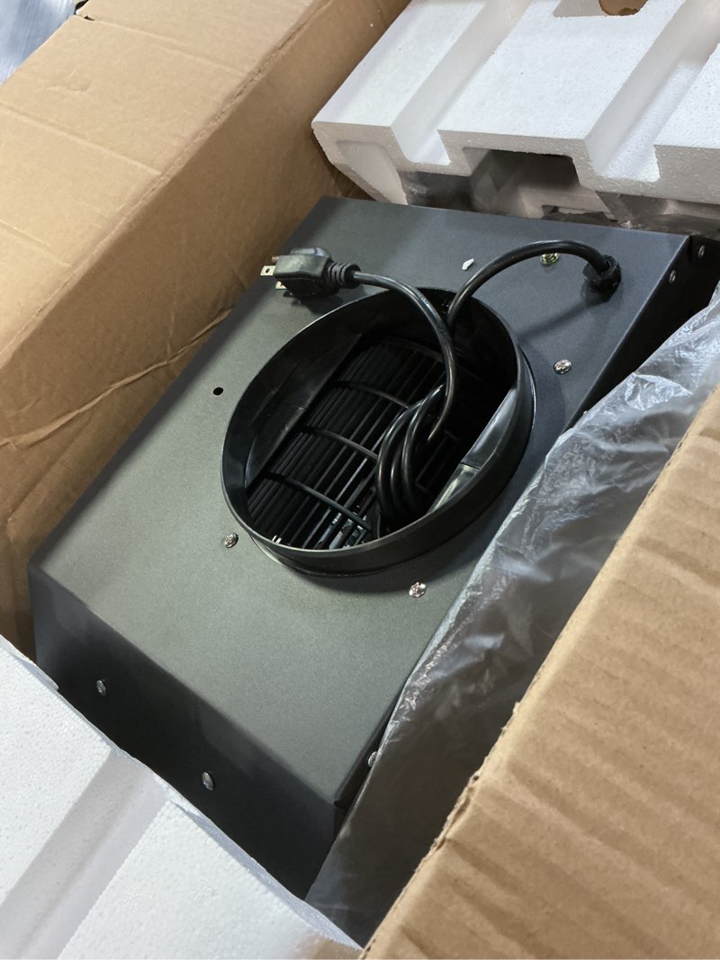 Condition photo showing Good Condition for insert range hood 24inch, built-in kitchen hood with 353 cfm, 3-speed vent hood with push button control led lights, metal filter, suitable for home kitchen, compact kitchen, apartments stainless steel