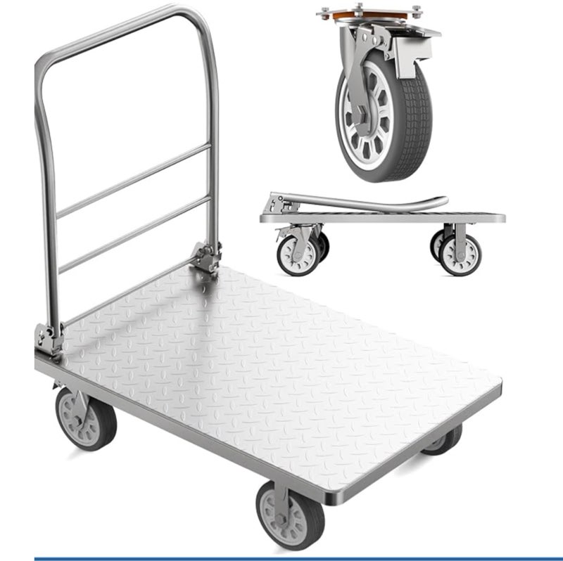 2 in 1 Steel Platform Truck, Panel Truck Cart, 2000 Lbs Capacity Heavy Duty Drywall Cart with Swivel