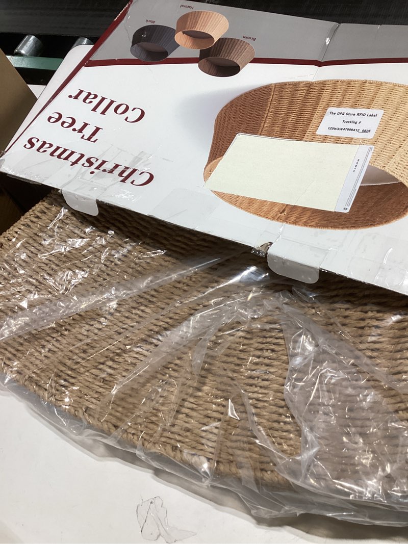Condition photo showing New/Like New for Handmade 42in Christmas Tree Collar Basket Skirt-Elegant Woven Rattan Ring Base Cover-42in Stand Decoration for Holiday Home-Ideal for Covering Tree Stand