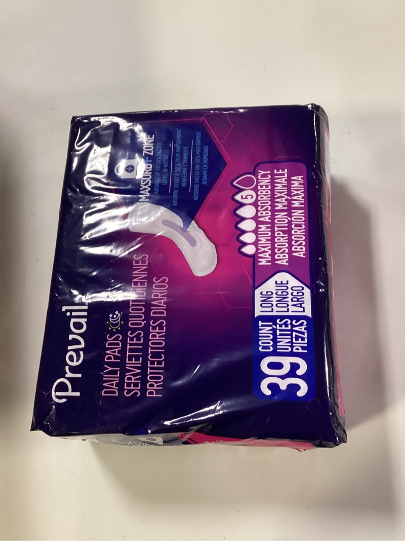 prevail Pads & Postpartum Incontinence Pads, 7 Drop Ultra Absorbency, Long Length, 39 Count, Packaging May Vary