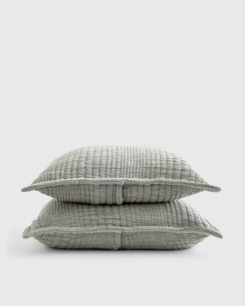 organic cotton channel stitch sham set green king