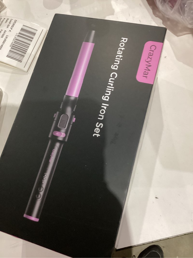 Condition photo showing New/Like New for 5 in 1 automatic rotating curling iron set, crazymar curling wand set - 5 barrels (3/4,1,1/4 inch) dual voltage curling wand for professional hair styling, travel, ceramic coating(hot pink)