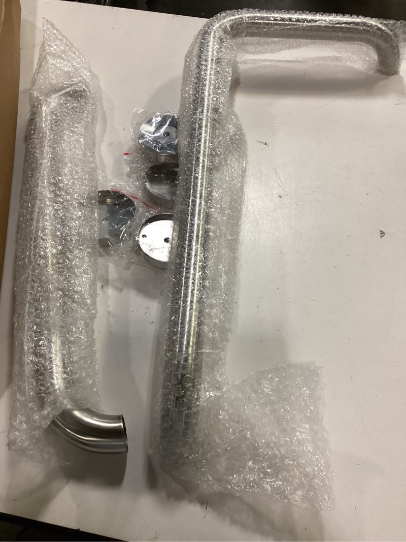 Condition photo showing Good Condition for brushed nickel l-shaped grab bar 12x24 inch + knurled shower grab rail 20 inch, zepolu stainless steel toilet safety bar 90 degree, angled balance support assist bar, bathroom mobility aid handrail brushed nickel 12x24 inch