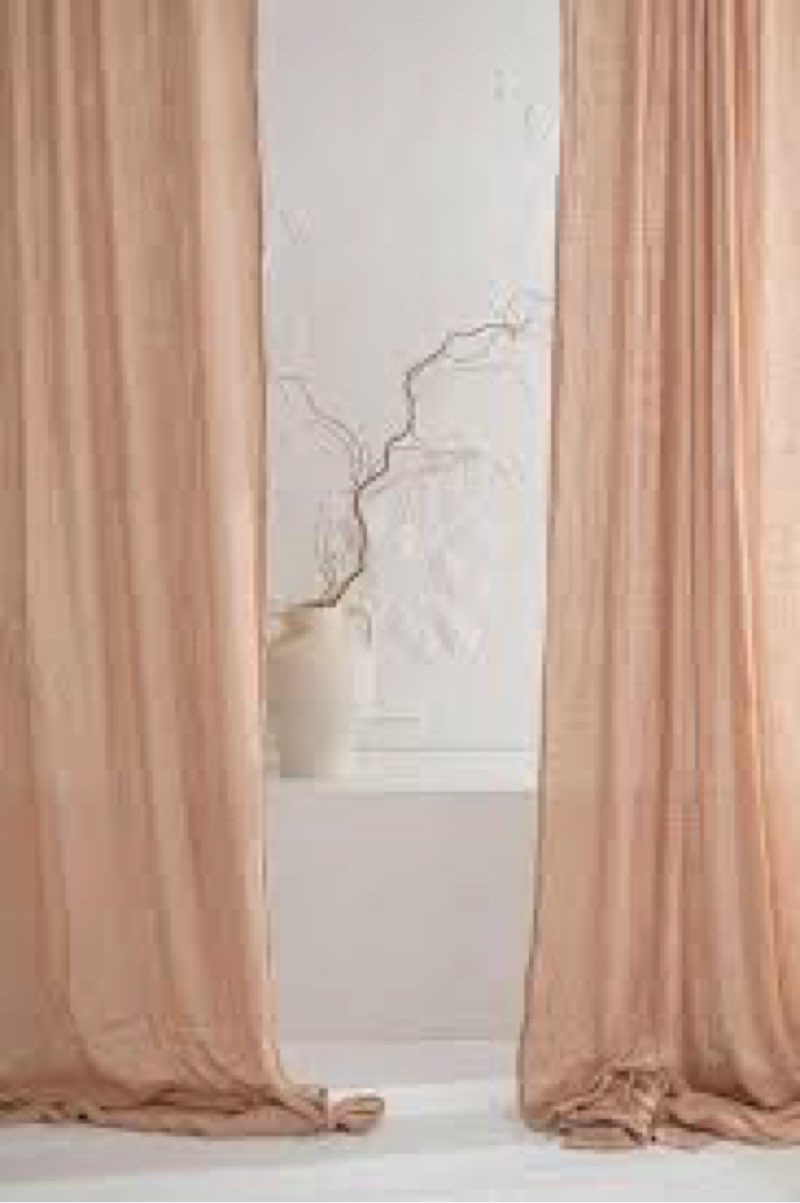 melodieux blush pink cotton sheer curtains 84 inches long, bedroom living room natural light filtering crepe voile drapes rustic crinkle linen sheer curtains rod pocket, 52" w x 84" l, 2 panels