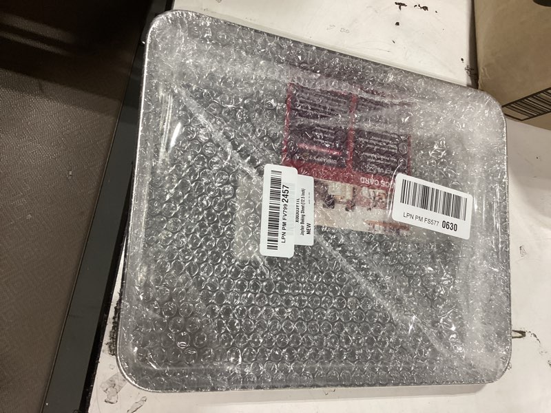 Condition photo showing New/Like New for 12.5 inch baking sheet pan, joyfair stainless steel cookie sheet toaster oven tray, professional bakeware for cookie/bacon/bread, rolled rim & mirror finish, rust resistant & dishwasher safe