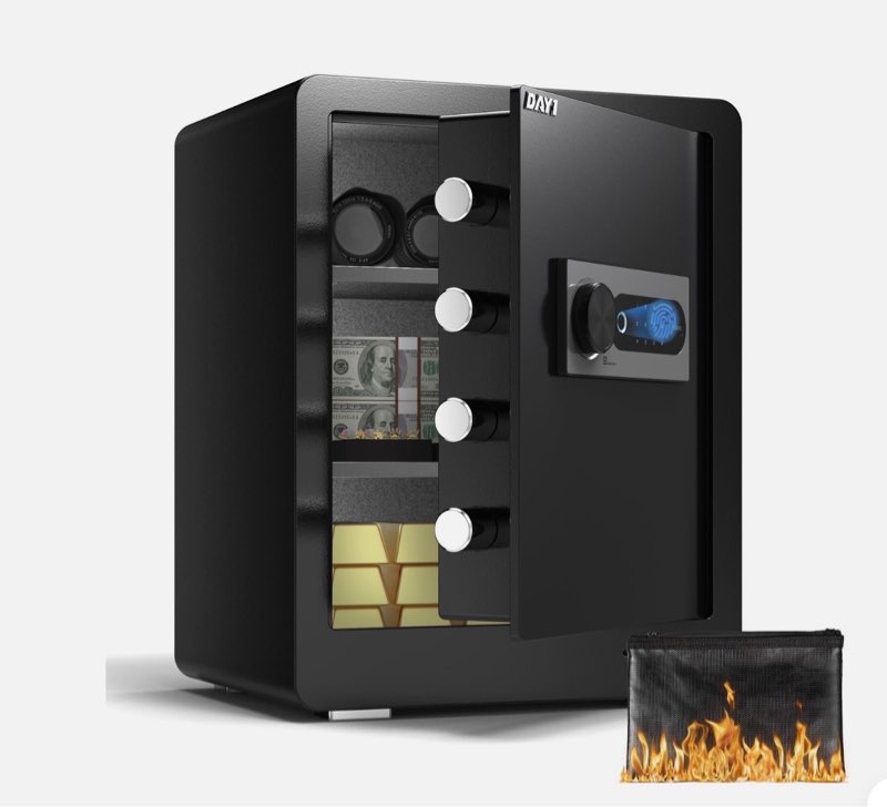 DAYI Biometric Fingerprint Safe Box, 3.0 Cubic Feet Home Safes with Fireproof Bag, Digital Touchpad 