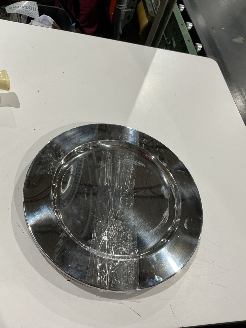 Condition photo showing Good Condition for blcculi 12 pack stainless steel charger plates,13 inch metallic silver charger plates,round stainless steel chargers for dinner plate,wedding,party decroation 12 pcs