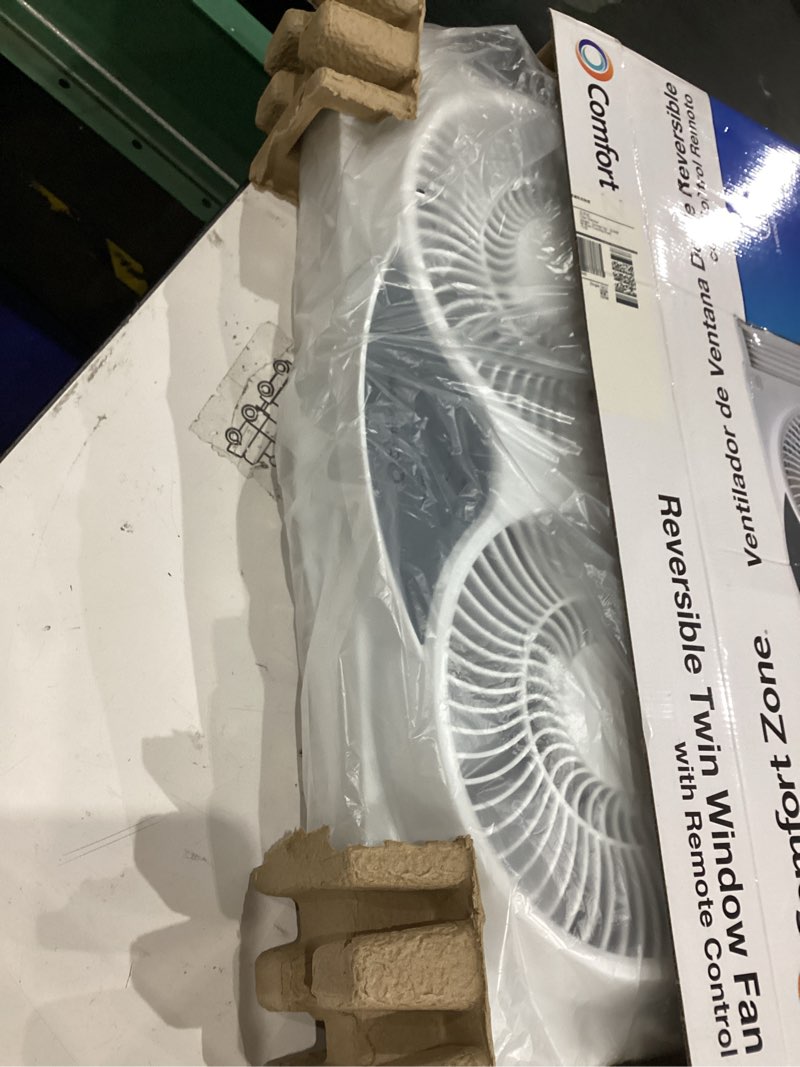 Condition photo showing Good Condition for comfort zone 9   reversible twin window fan with remote control  white
