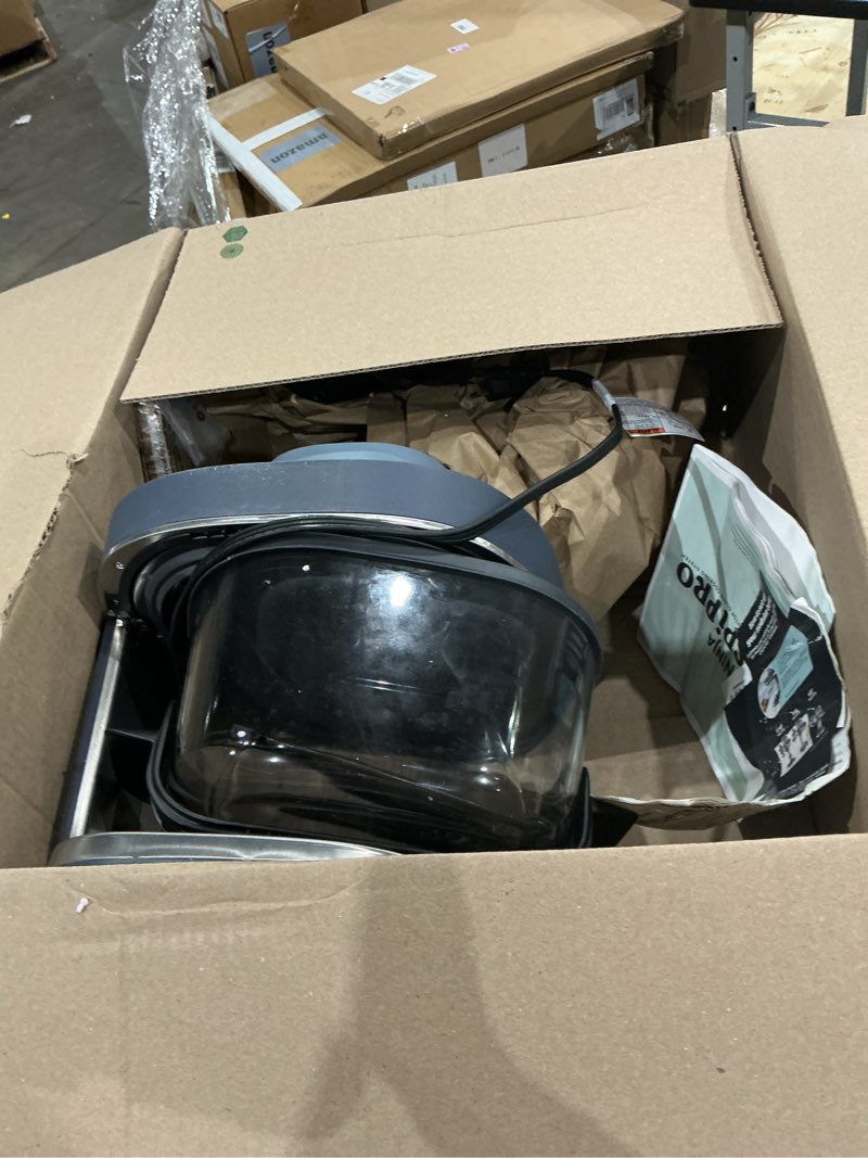 Condition photo showing As Is for ninja crispi pro 6-in-1 glass air fryer | with nontoxic, 6qt & 2.5qt containers & lids | microwave, freezer, dishwasher safe | 450°f max temp | 1800 watt | cyberspace | as101cy