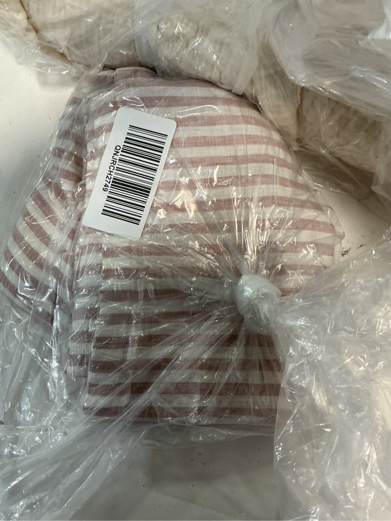 Condition photo showing Good Condition for european linen stripe euro sham, euro, dusty mauve/white stripe