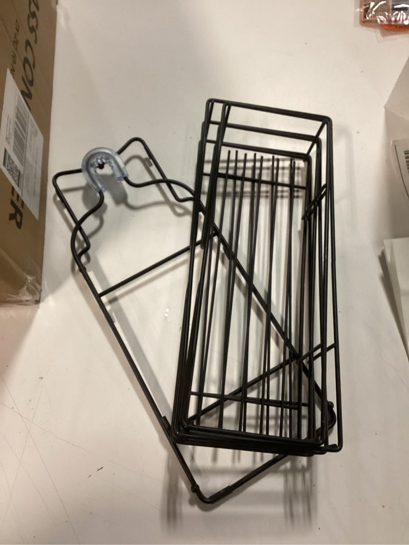 Condition photo showing Good Condition for Bathroom Shower Caddy Hanging - 3-Tier Organizer with Soap Holder & 6 Hooks for Towels, Sponge; Fits 21mm Shower Head Arm, Black Modern Black