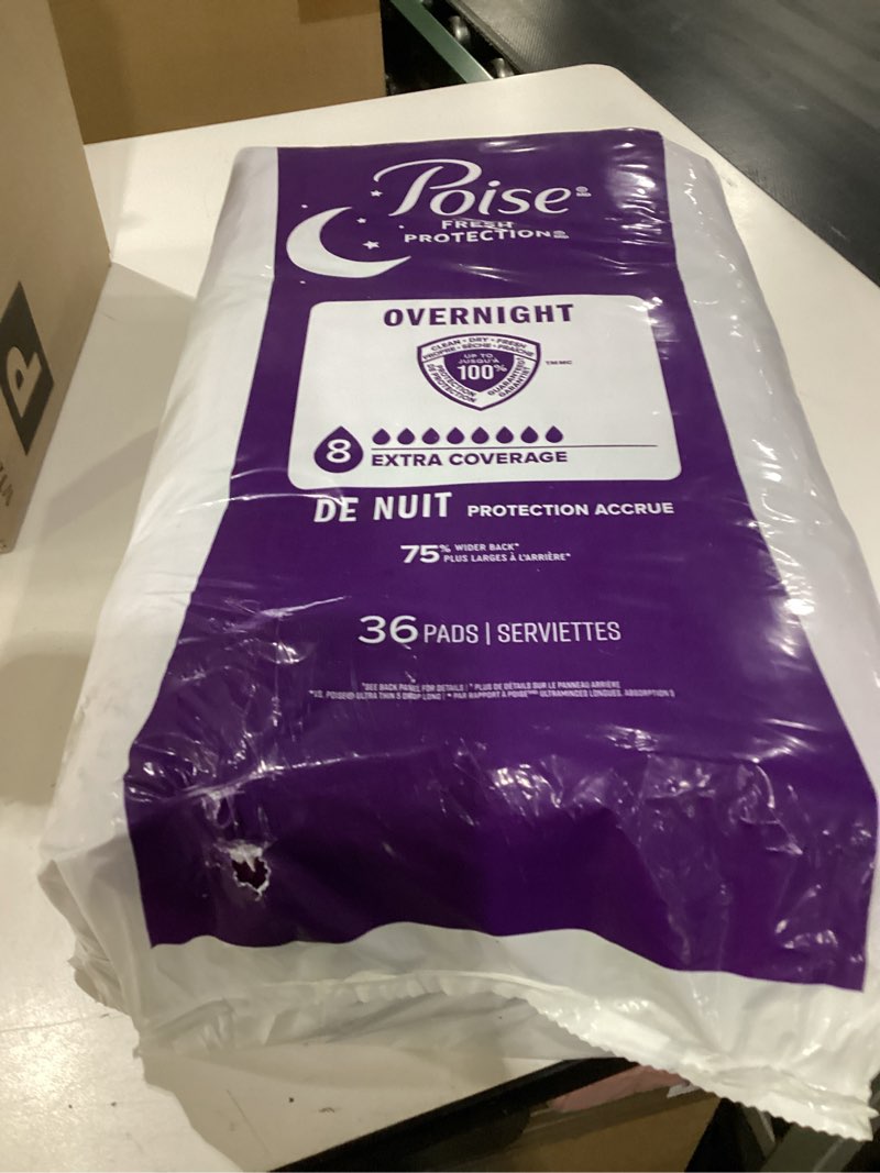 Condition photo showing Good Condition for poise overnight incontinence & postpartum pads for bladder leaks, 8 drop extra coverage, 72 count (2 packs of 36), packaging may vary long 72