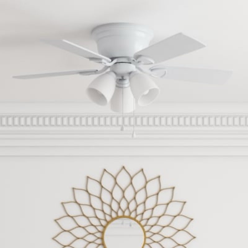 harbor breeze centreville 42-in white led indoor flush mount ceiling fan with light (5-blade)