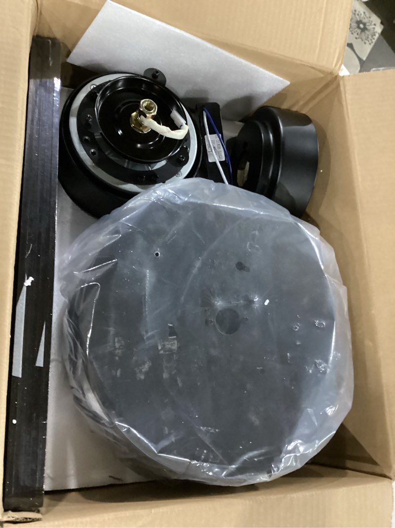 Condition photo showing New/Like New for (not tested)52 inch ceiling fans with lights and remote control, farmhouse ceiling fan for bedroom living room and patio, black caged ceiling fan for indoor and outdoor black 52 inch