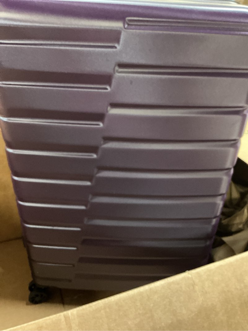 Condition photo showing As Is for Coolife Luggage Suitcase Carry on Hardside PC+ABS Spinner TSA Lock Telescopic Handle purple L(28in)