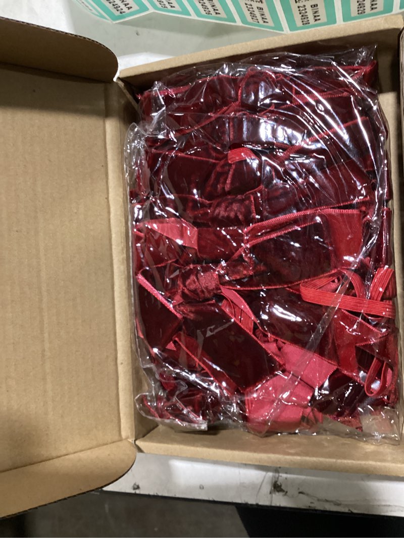 Condition photo showing item condition for Riceshoot 24 Pcs Velvet Elastic Bows for Gift Wrapping, 5x7 Inch Pre Tied Stretch Bows for Christmas Gifts, Xmas Tree, Birthday & Wedding Decorations(Brown,3 Inches Stretch Loops) Brown 3 Inch Stretch Loops