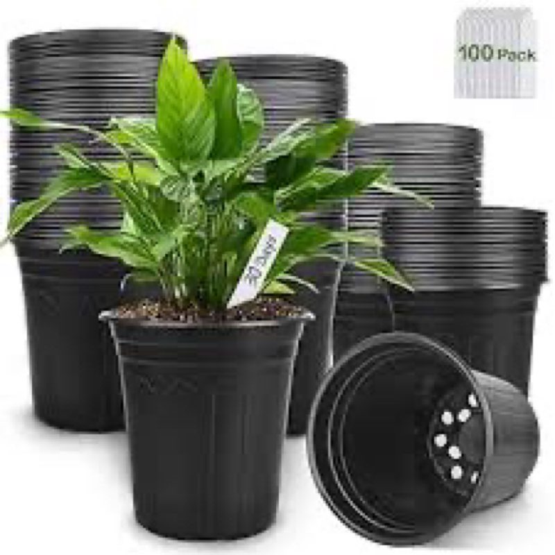 JNYONG 1 Gallon 120 Pack Plant Nursery Pots for Plants, Thickened Soft Plastic Seed Starting Pots wi