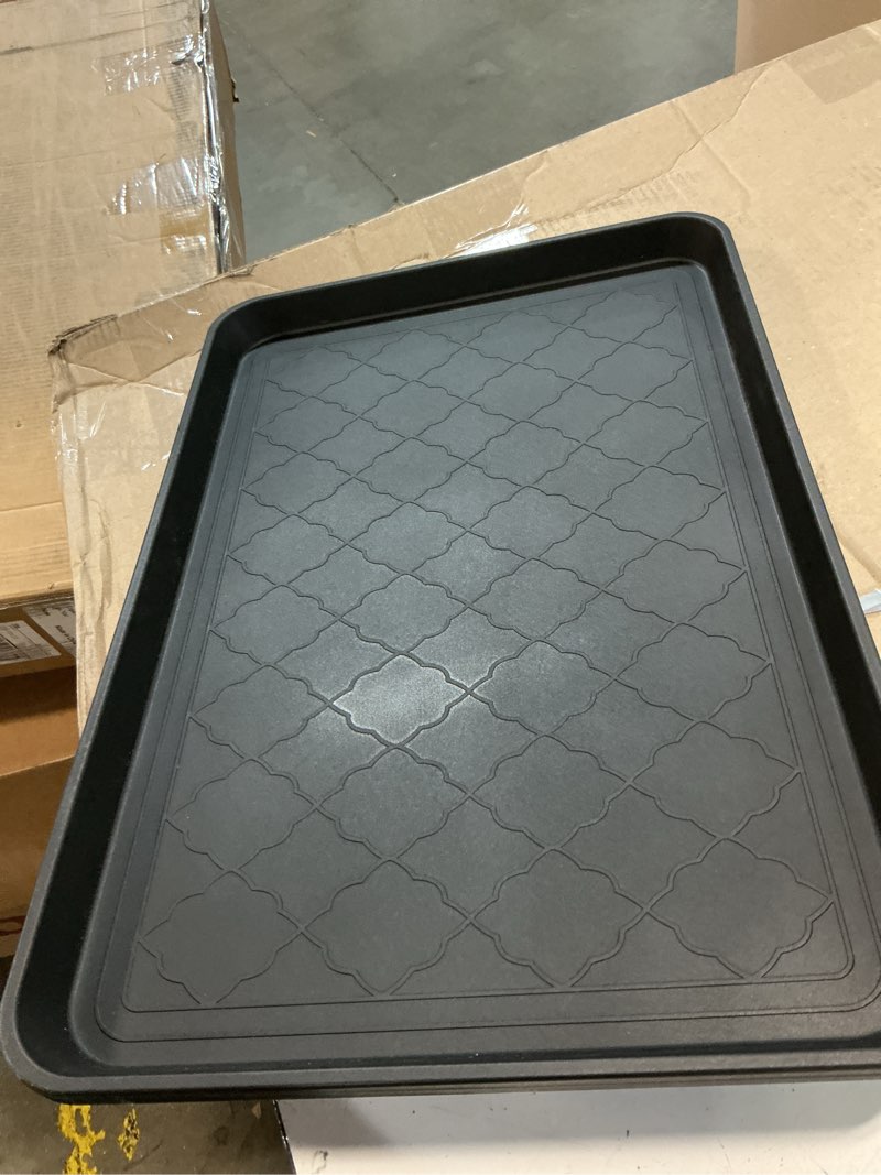 Condition photo showing Good Condition for petlike boot tray for entryway indoor/outdoor, hard plastic pet food mat 2pack,16.7 x 12.8 inch waterproof shoe tray, multi-purpose trays for boots, shoes, pets, garden
