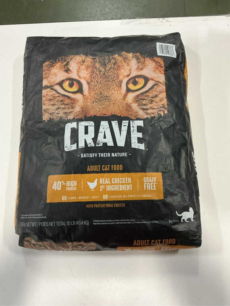 Condition photo showing New/Like New for CRAVE Grain Free Adult High Protein Natural Dry Cat Food with Protein from Chicken, 10 lb. Bag Adult Chicken 10 Pound (Pack of 1)