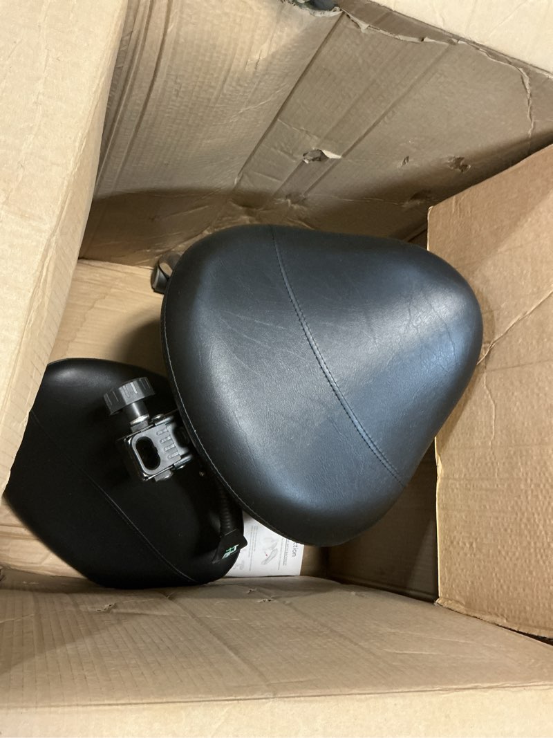 Condition photo showing As Is for grace&grace professional saddle stool chair with back support, rolling saddle ergonomic stool heavy duty for clinic dentist spa massage salons studio (black, adjustble back) black with back