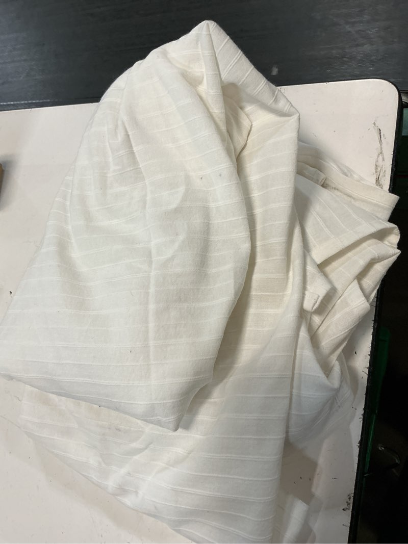 Condition photo showing As Is for woven stripe shower curtain beige - threshold™